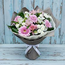 Букет цветов из:  Герберы, Альстромерии и Хризантемы в Савино Новгородская область