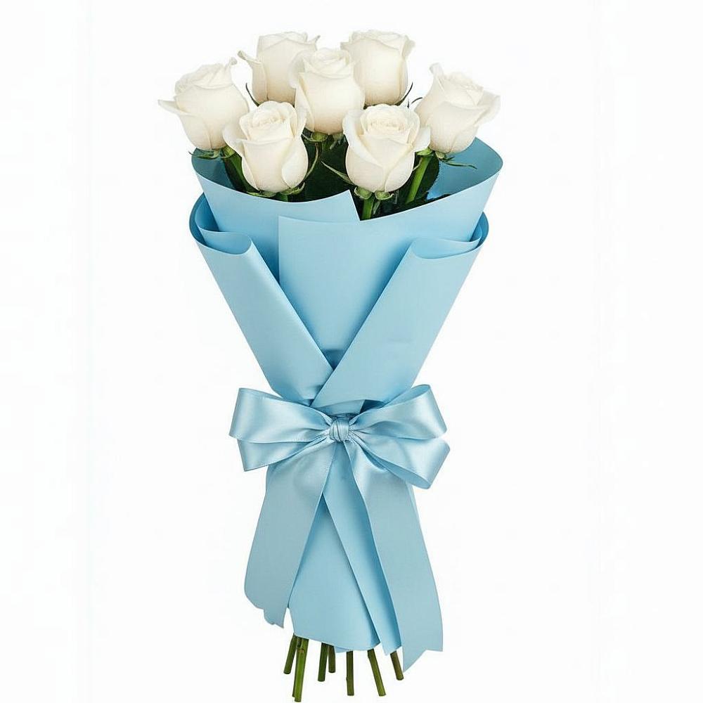 Букет 7 белых роз Проуд в Савино Новгородская область