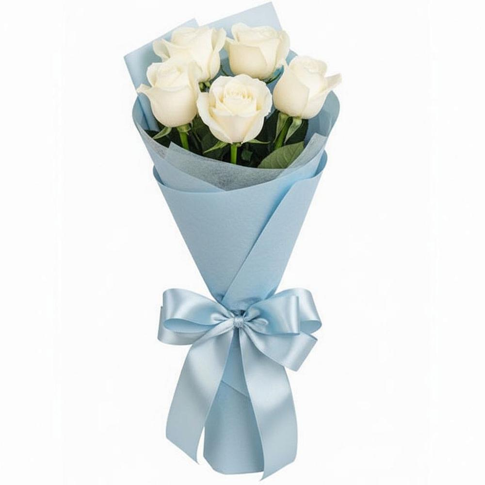 Букет 5 Белых роз Проуд в Савино Новгородская область