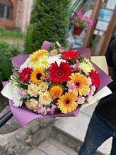 Букет цветов из:  Герберы, Ромашки, Хризантемы, Розы и Подсолнухи #REPLACE_PRED# Савино Новгородская область