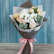 Букет цветов из:  Хризантемы и Розы #REPLACE_PRED# Савино Новгородская область