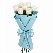 Букет 7 белых роз Проуд в Савино Новгородская область