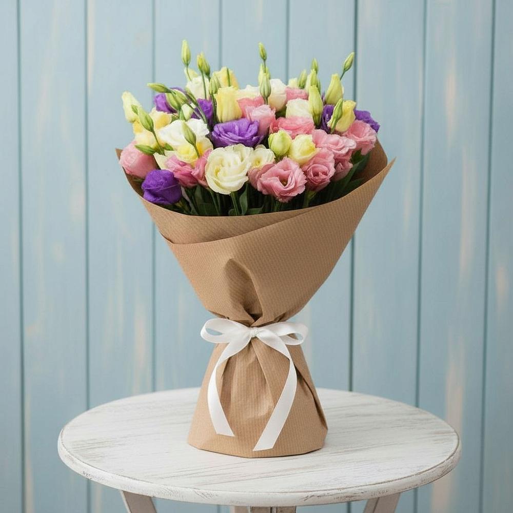 Букет цветов из: Лизиантусы в Савино Новгородская область