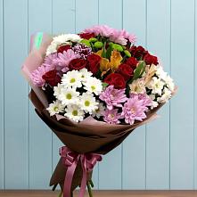 Букет цветов из:  Розы, Хризантемы и Альстромерии в Савино Новгородская область