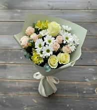 Букет цветов из:  Альстромерии, Розы и Хризантемы в Савино Новгородская область