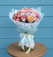 Букет цветов из:  Хризантемы и Розы в Савино Новгородская область