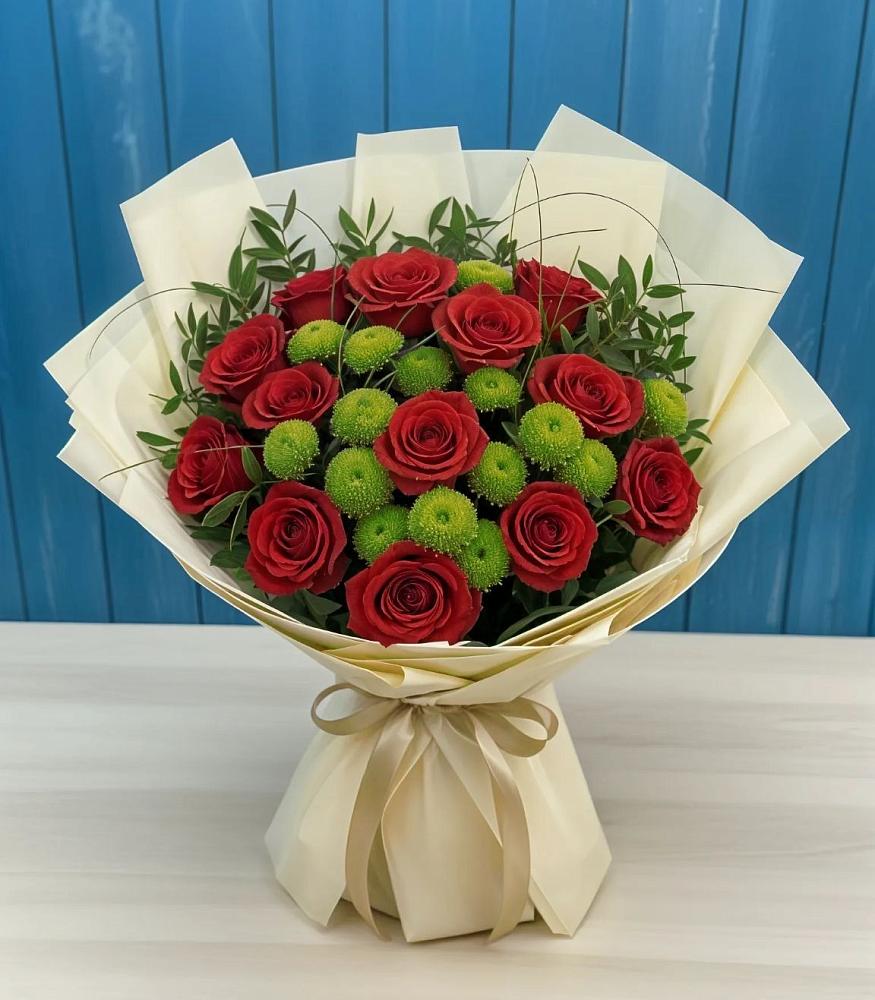 Букет цветов из: Розы и Хризантемы в Савино Новгородская область