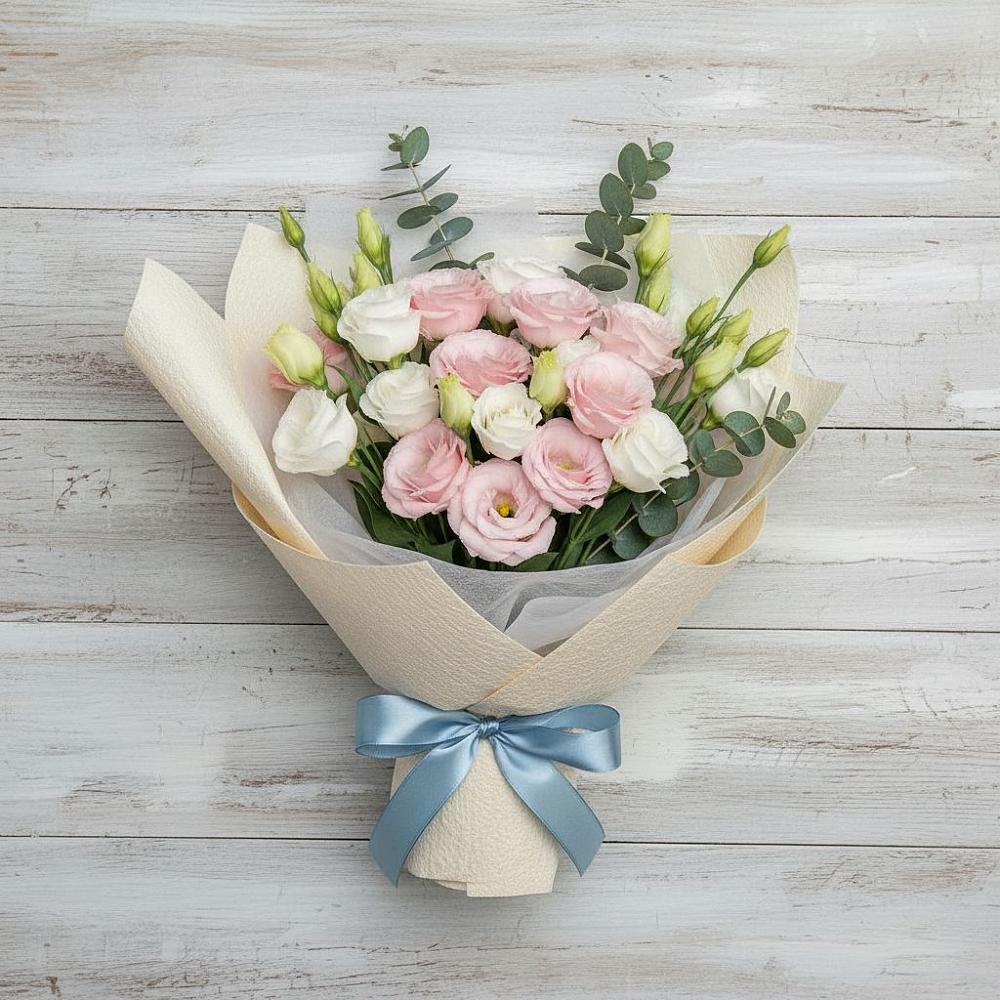 Букет цветов из: Лизиантусы в Савино Новгородская область